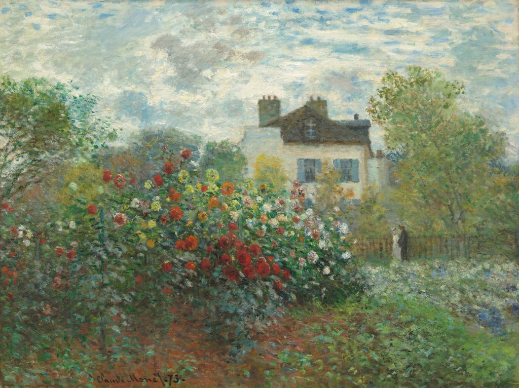 Claude Monet's painting of his Argenteuil flower garden with the house beyond